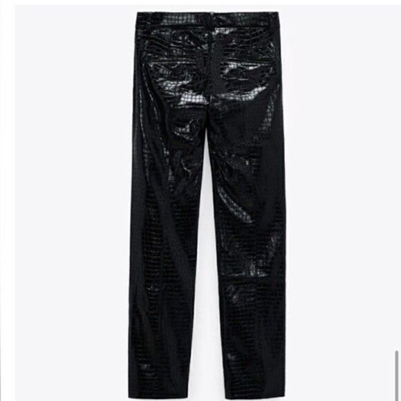 ZARA Faux Leather Pants Croco Animal Effect NWT - Picture 8 of 16